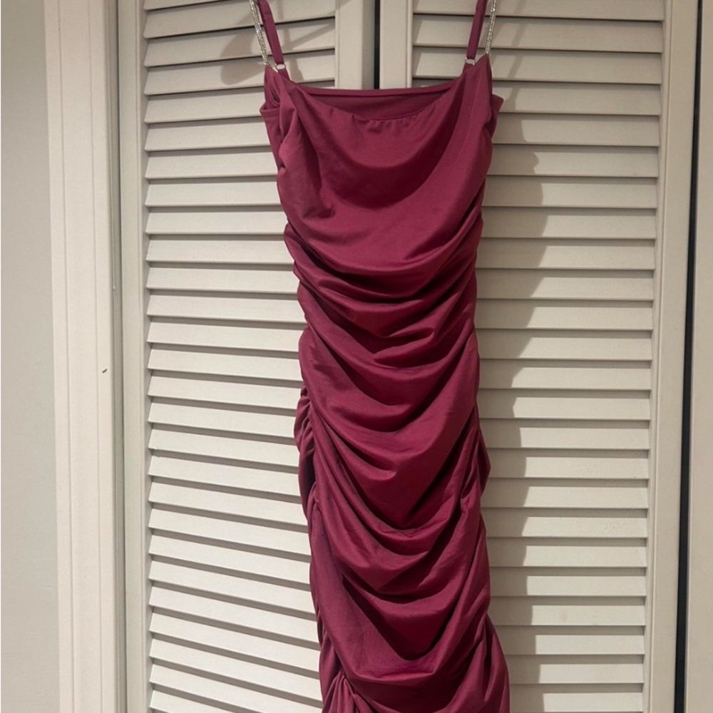 Lucy in the Sky Fuchsia Ruched Mini Dress